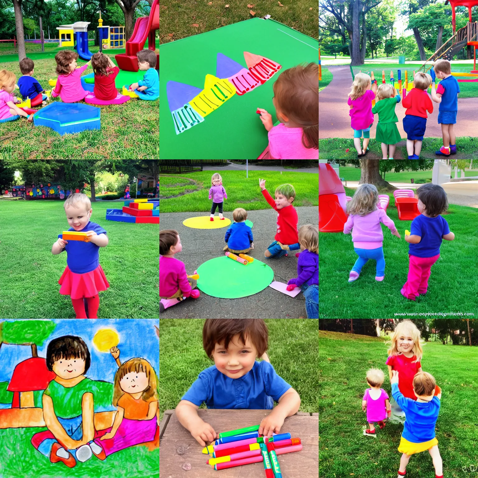Prompt: preschool - crayon style - i like playing at the park