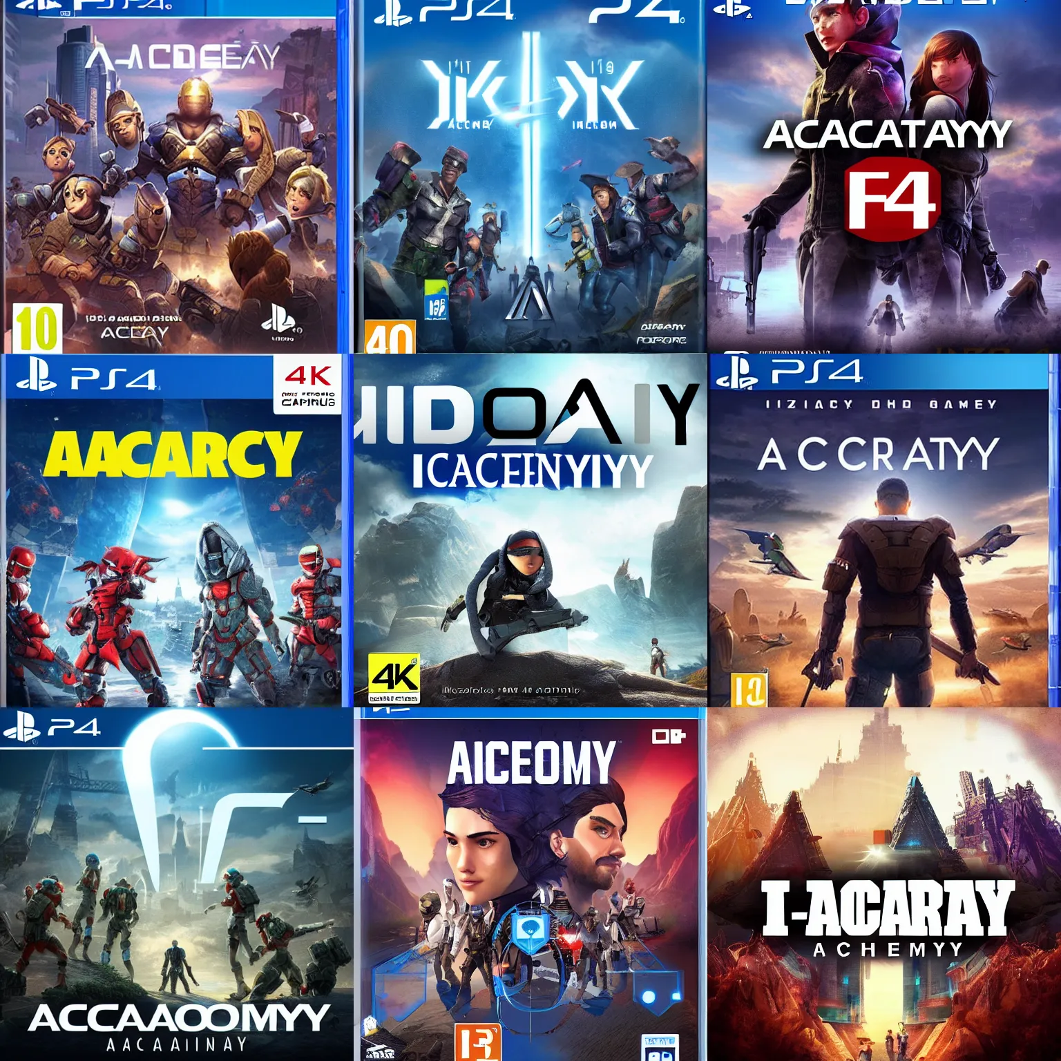 Prompt: i - academy, ps 4 video game cover art, 4 k, high quality