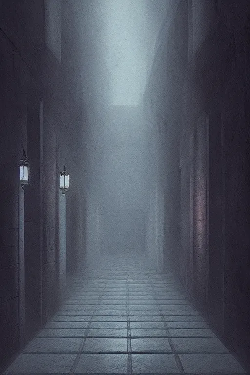 Image similar to a matte painting gothic hallway dreary spooky by, alena aenami