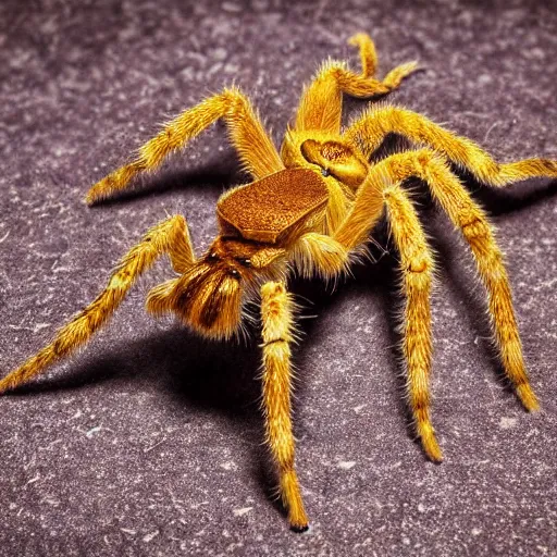 Prompt: a tarantula wearing high heels under her feet, tabletop, detailed, intricate, realistic, hdr, 8 k