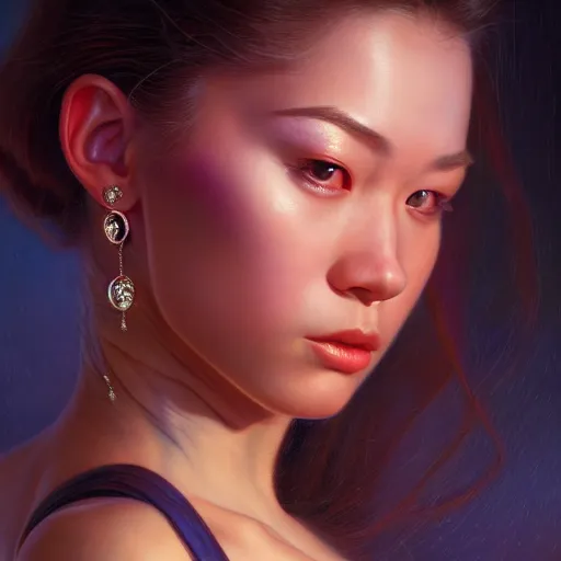 Prompt: the face of a girl with notes of diamonds flying into her ear, wayne barlow, bao pham, donato giancola, larry elmore, masterpiece, trending on artstation, featured on pixiv, cinematic composition, beautiful lighting, sharp, details, hyper - detailed, hdr, 4 k, 8 k