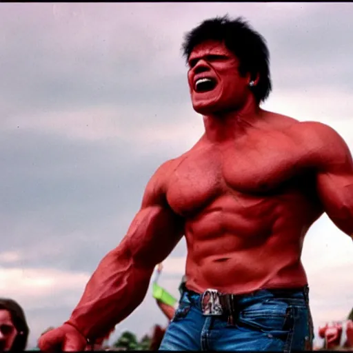 Image similar to hulk performing at woodstock