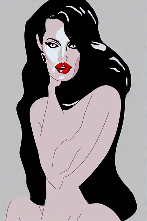 Prompt: digital illustration of Angelina Jolie by Patrick Nagel artist