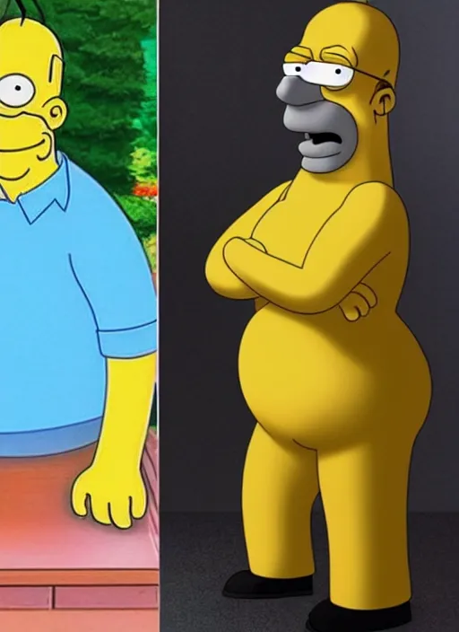Prompt: a wax statue of homer simpson, realistic