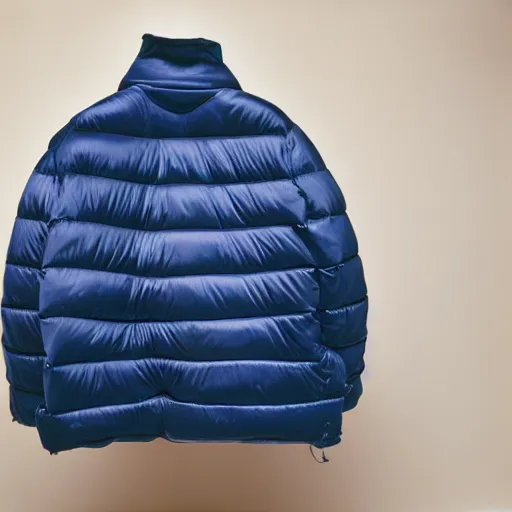 Image similar to realistic! photo of a balenciaga puffer jacket, color film photography, 35mm