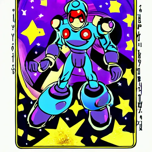 Image similar to galaxyman in the style of hirohiko araki, mm 9, megaman boss