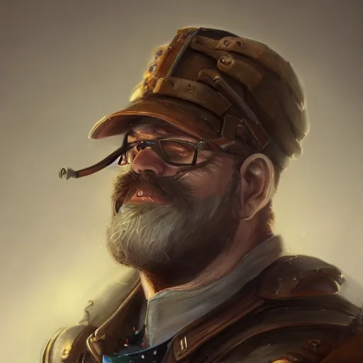 Image similar to a portrait painting of bardin goreksson steampunk engineer, artstation, 8 k, fantasy