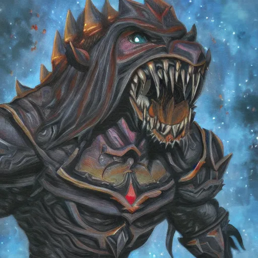 Prompt: dark beast ganon oil painting