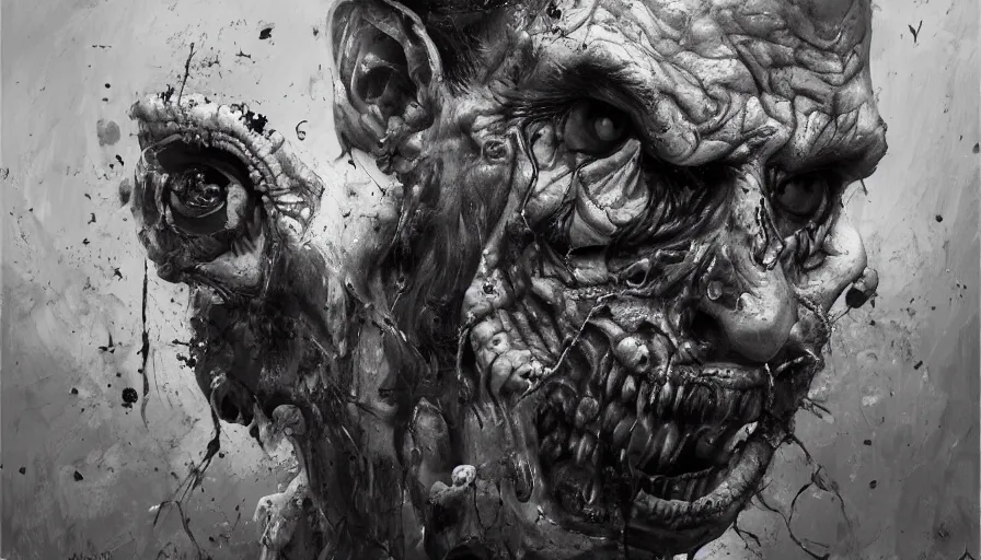 Image similar to zombies, thumbnail black and white, cgsociety, oil painting by jama jurabaev, extremely detailed, brush hard, artstation, high quality, brush stroke