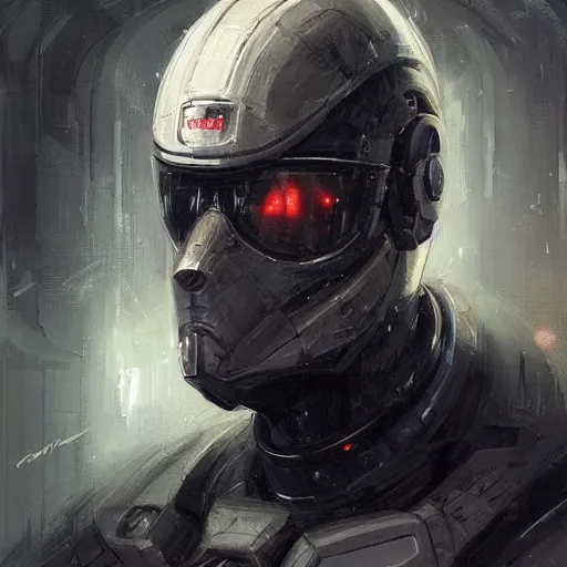 Prompt: Portrait of a man by Greg Rutkowski, he is about 50 years old, polish and persian mixture, messy black short hair, tall and slim, tired expression, respectable authority figure, he is wearing a futuristic space gear, highly detailed portrait, scifi, digital painting, artstation, concept art, smooth, sharp foccus ilustration, Artstation HQ.
