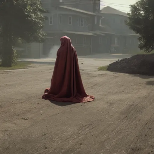 Prompt: Mysterio, artwork by Gregory Crewdson,