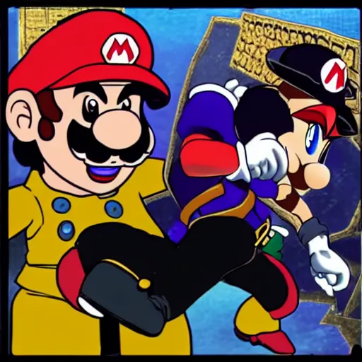 Image similar to Mario fight Jotaro Kujo