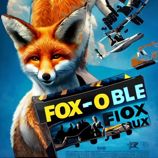 Prompt: blu-ray movie box cover for an action movie featuring an anthropomorphic fox dressed in adventure clothing