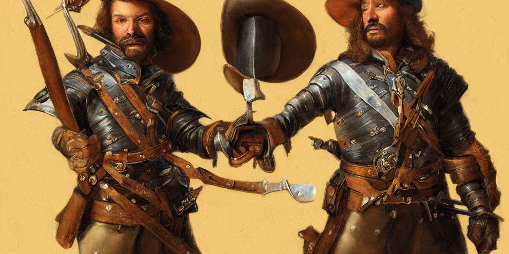 Prompt: portrait of a musketeer by Justin Gerard