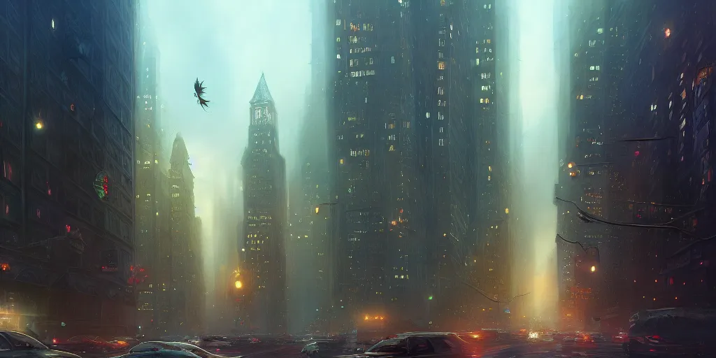 Image similar to vine - infested new york city, cinematic, stunning, elegant, highly detailed, digital painting, artstation, smooth, hard focus, illustration, art by jessica rossier and and brian froud