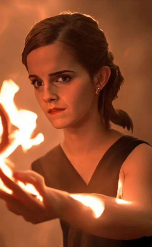 Emma Watson casting a fire spell. Character designt | Stable Diffusion ...