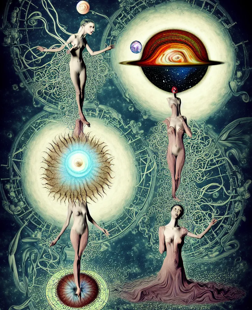 Image similar to whimsical uncanny creature radiates a unique canto'as above so below'ignited by the spirit of haeckel and robert fludd, breakthrough is iminent, glory be to the magic within, to honor jupiter, surreal collage alchemized by ronny khalil and stablediffusion