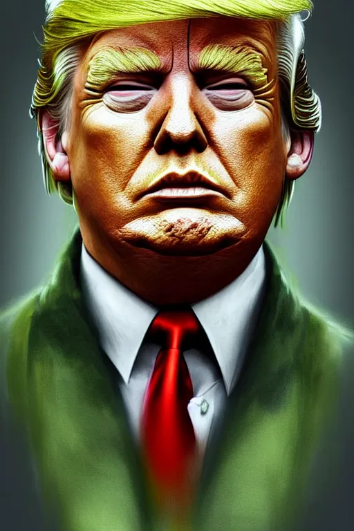 Image similar to Donald Trump as a Rebel Soldier from Star Wars, green camoflauge, realistic portrait, symmetrical, highly detailed, digital painting, artstation, concept art, smooth, sharp focus, cinematic lighting, art by Ralph McQuarry