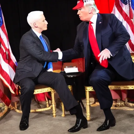 Image similar to anderson cooper and donald trump shaking hands