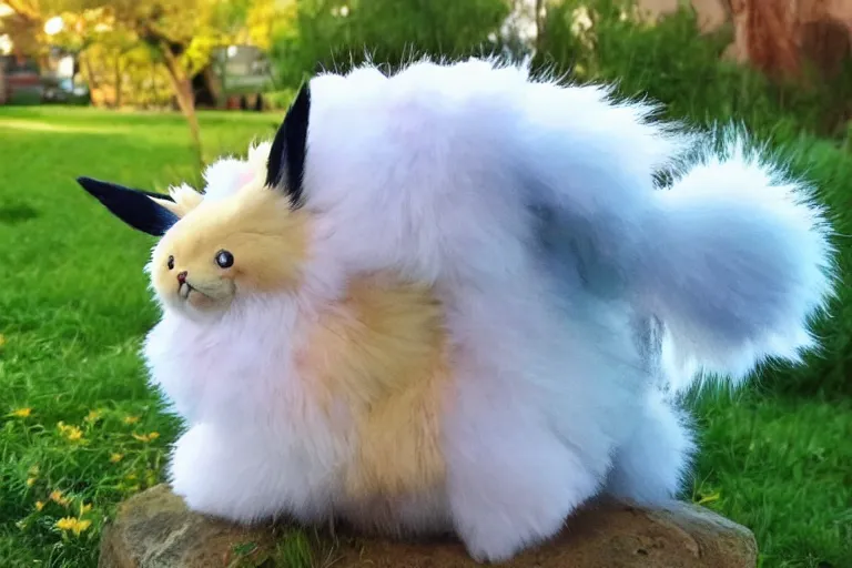 Image similar to real life pokemon, cute!!!, adorable!!!, fluffy!!!, ultra realistic!!!, spring time, clear weather, golden hour, sharp focus