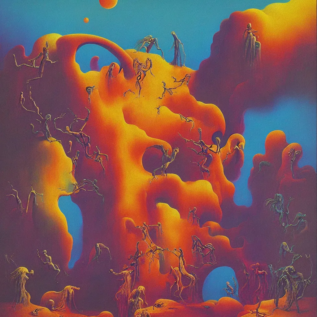 Prompt: Lisa Frank. Zdzisław Beksiński.