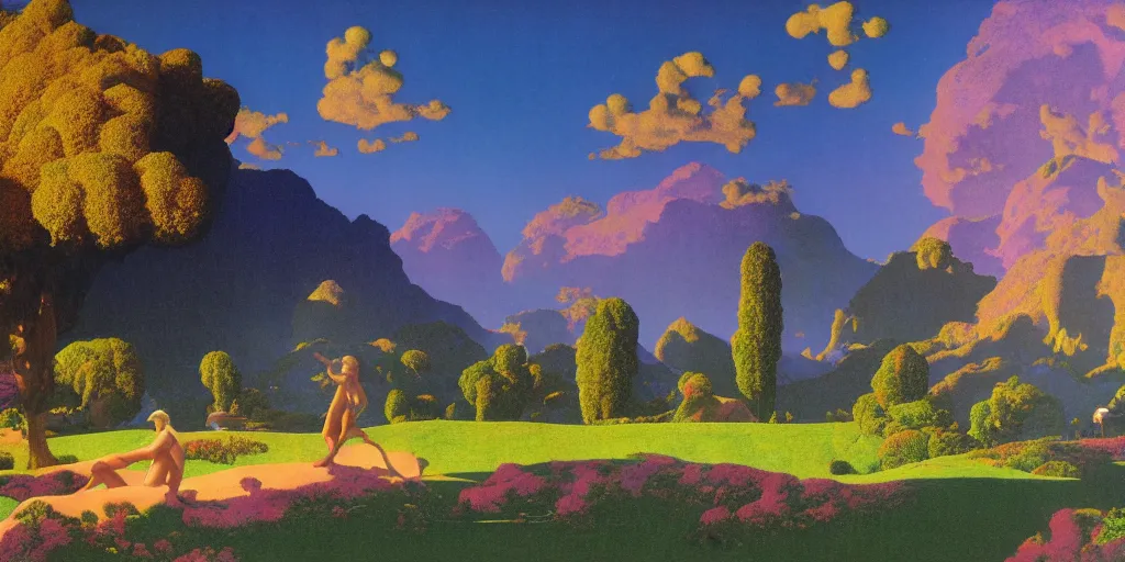 Image similar to !dream a landscape of a fantasy kingdom by Maxfield Parrish, digital art 8k