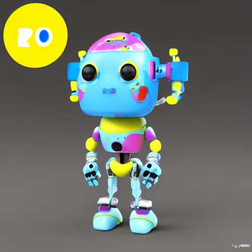 Prompt: single crazy melting plastic toy Pop Figure Robot, C4d, by pixar, by dreamworks, in a Studio hollow, by jeff koons