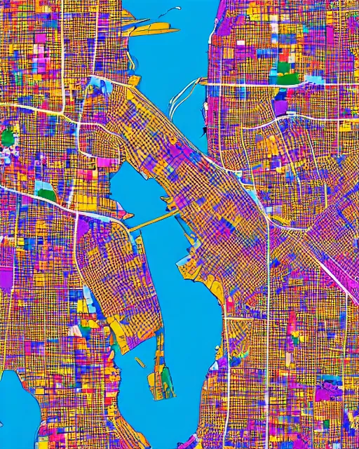 Prompt: colourful maps, new York, 3d