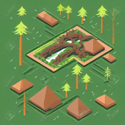 Prompt: beautiful isometric intricate forest, swamp, rain