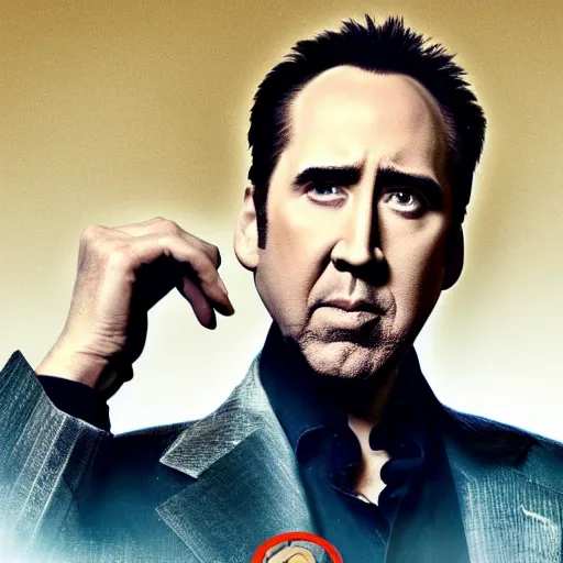 Image similar to nicholas cage starring as God himself, movie cover