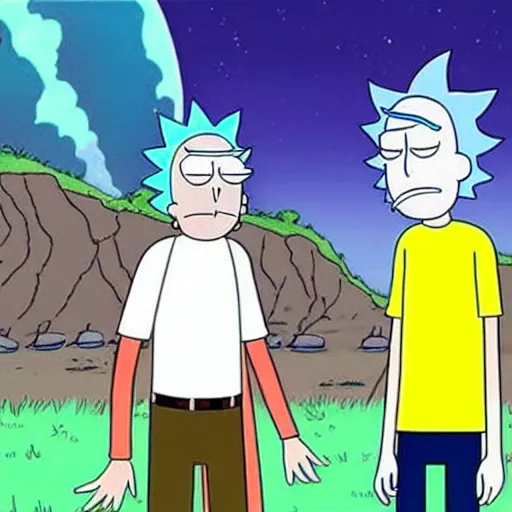 Image similar to rick and morty swapped bodies and unsure of what life is anymore