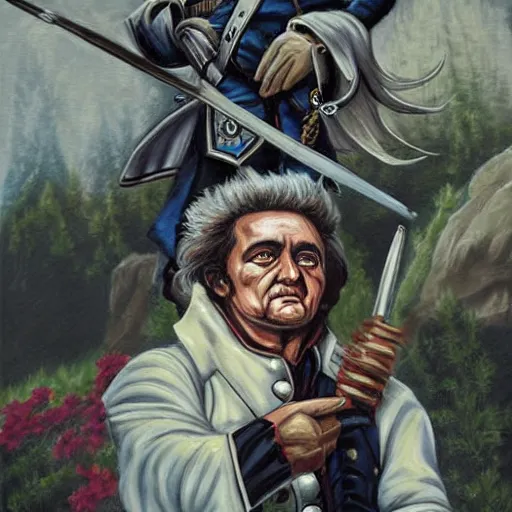 Image similar to fantasy art ultra detailed color johnny cash as a revolutionary war general