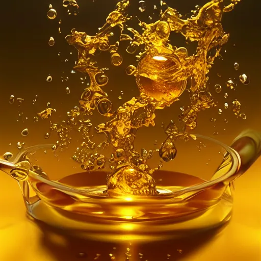 Image similar to droplet of golden honey splash, fantasy, hd, volumetric lighting, 4 k, intricate detail, by jesper ejsing, irakli nadar