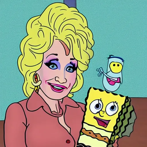 Image similar to dolly parton in spongebob meme