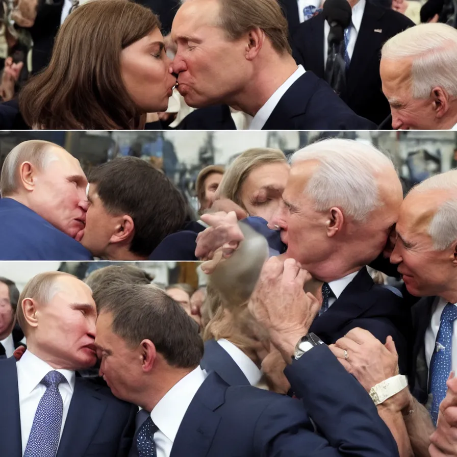 Image similar to putin kisses biden.