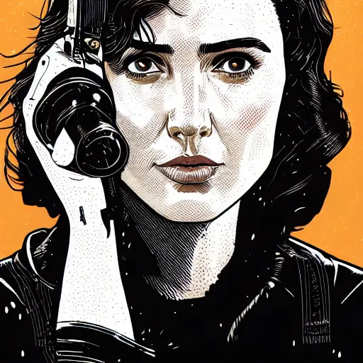 Image similar to portrait of a woman who looks like gal gadot and jennifer connelly, by laurie greasley and james stokoe, 4 k, 8 k