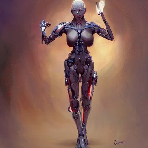 Prompt: a cyborg!!!! sphynx cat concept art by daniel gerhartz