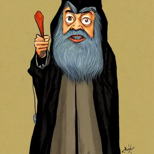 Image similar to portrait of mr. bean as albus dumbledore by becky cloonan