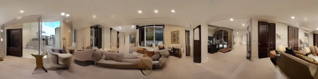 Prompt: panorama view of a luxury home inside a room, 360*