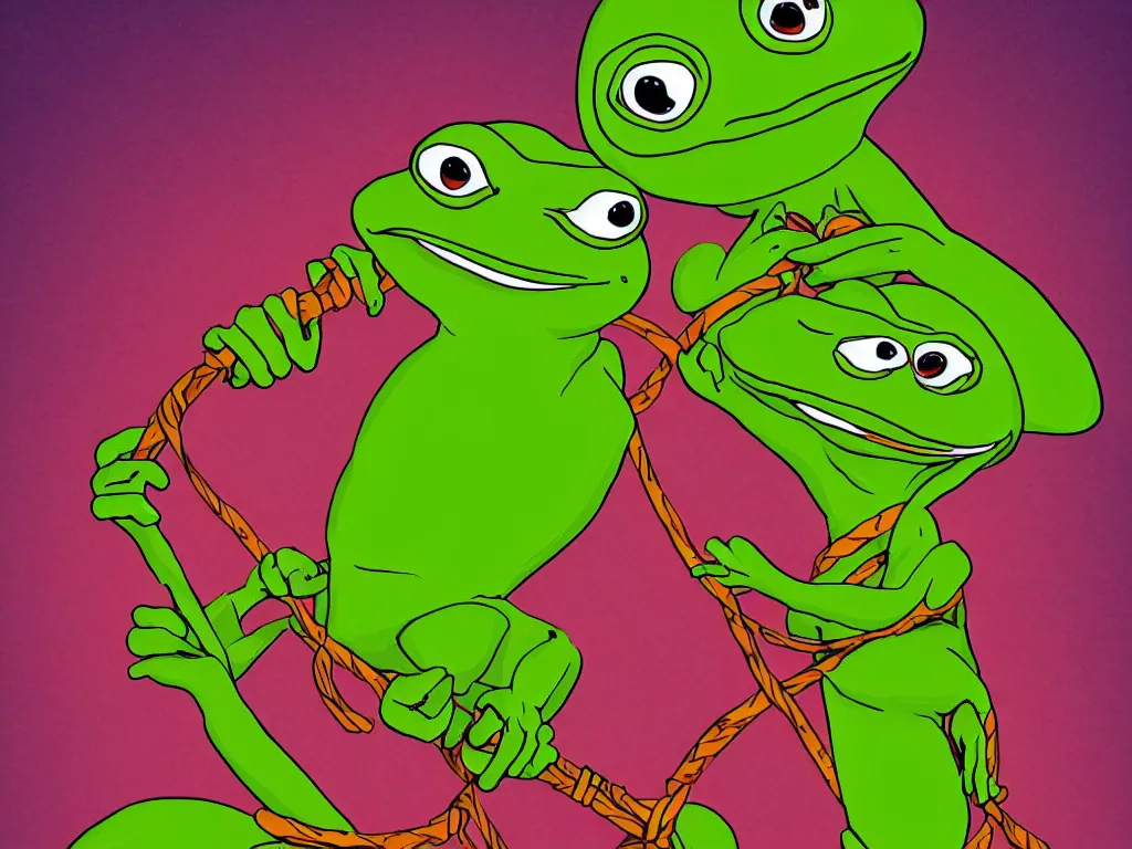 Image similar to extremely detailed digital painting of a pepe the frogs with a whip, stunning scene, perfect face, bright colors, 4 k resolution, trending on artstation