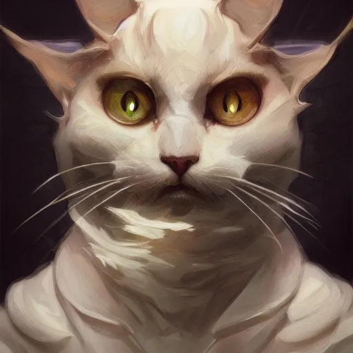 Prompt: portrait of an evil cat plotting against humanity, highly detailed, digital painting, artstation, concept art, sharp focus, illustration, art by artgerm and greg rutkowski and alphonse mucha