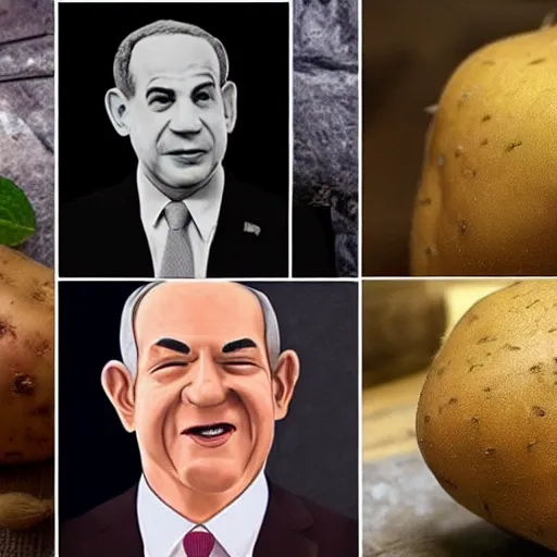 Prompt: a potato that looks like benjamin netanyahu