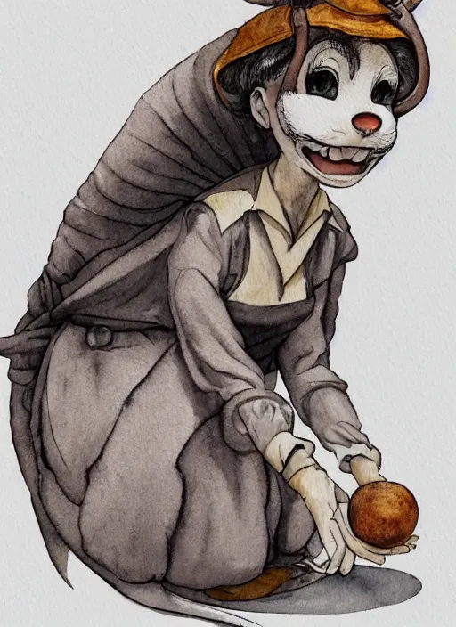 Image similar to a watercolor ink painting of the selfless female anthropomorphic mouse midwife. her wardrobe is complicated in the style of anti - art trending on artstation deviantart pinterest furaffinity hyper detailed photorealistic highlights and shadow hd 8 k post - processing high resolution