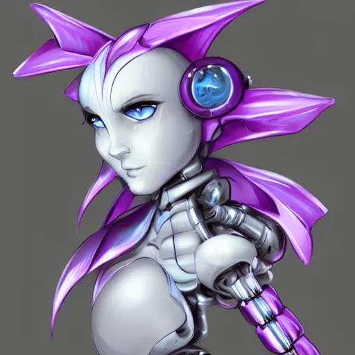 Image similar to close-up bust of a cute and beautiful anthropomorphic female robot dragon doing an elegant pose for the camera, has two adorable blue eyes, a sleek yet elegant design, with two big epic wings behind her, two arms that have sharp claws, two legs, a long tail behind her; high quality digital art, artstation, deviantart, furaffinity