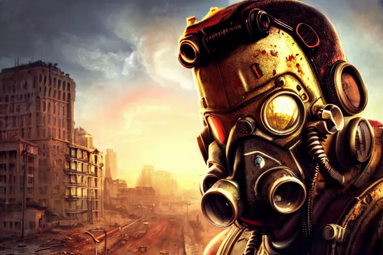Image similar to fallout 5, adam sandler closeup, portrait, outdoors european cityscape, atmospheric lighting, painted, intricate, volumetric lighting, beautiful, daytime, winter, clear weather, mutated wildlife, sharp focus, deep colours, ultra detailed, art by william turner