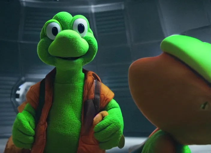 Image similar to film still of yoshi in the new sci - fi movie, 8 k