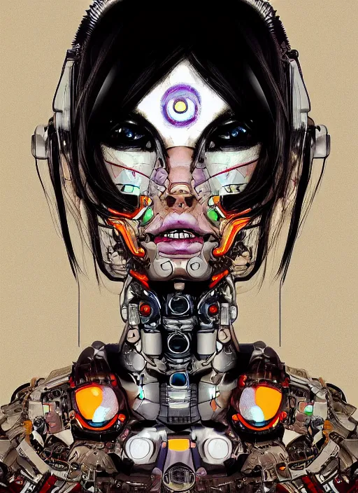 Image similar to portrait of a cyborg woman by Takashi Murakami, hyper detailled, trending on artstation