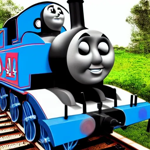 Image similar to thomas the tank engine as the face of god