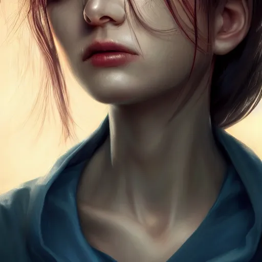 Image similar to I've had a rough day, healthcare worker, nurse, perfect eyes, full body shot, portrait, sad, tiredfantasy, beautiful face, medieval, vivid colors, elegant, concept art, sharp focus, digital art, Hyper-realistic, 4K, Unreal Engine, Highly Detailed, HD, Dramatic Lighting by Brom, trending on Artstation