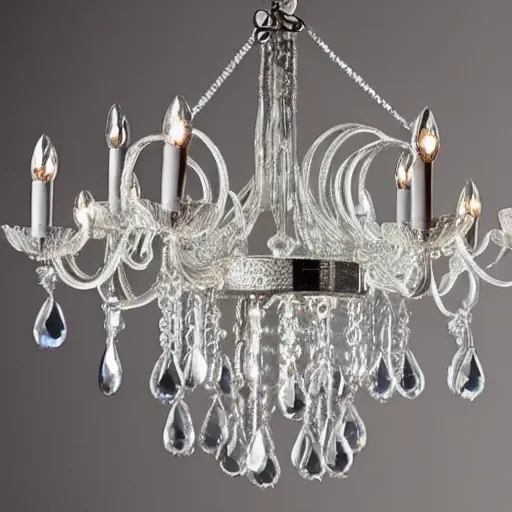 Prompt: crystal chandelier with a design of a swan by swarovski